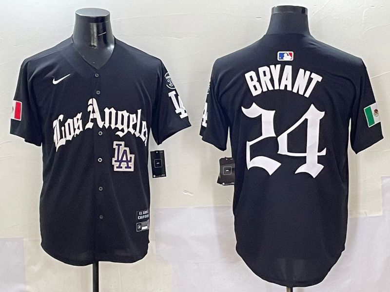 Men Los Angeles Dodgers #24 Bryant Black Five generations Joint Name 2025 Nike MLB Jersey style 14->->